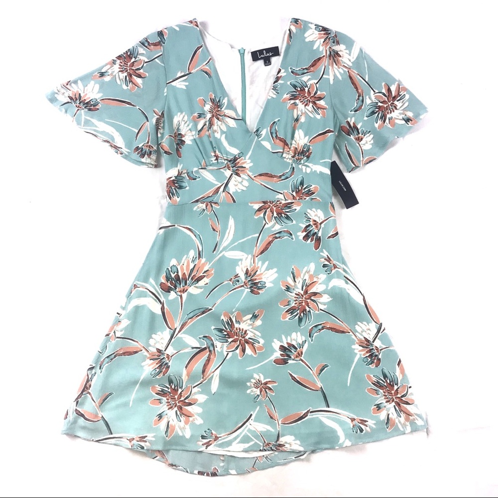 Lulus - (NWT) Blue Floral Print Dress